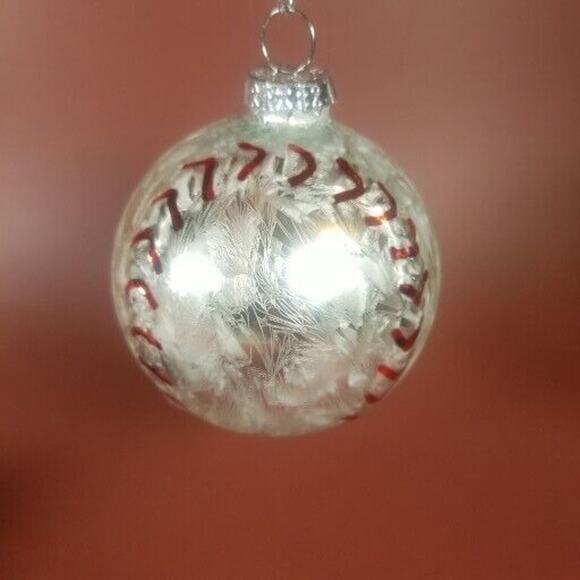 Robert Stanley Glass Ornament Baseballs, Home Run Bat Glove Christmas Lot Of 3 - Picture 3 of 14